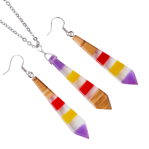 Set Colier/Cercei Iris Tie, Lemn De Maslin