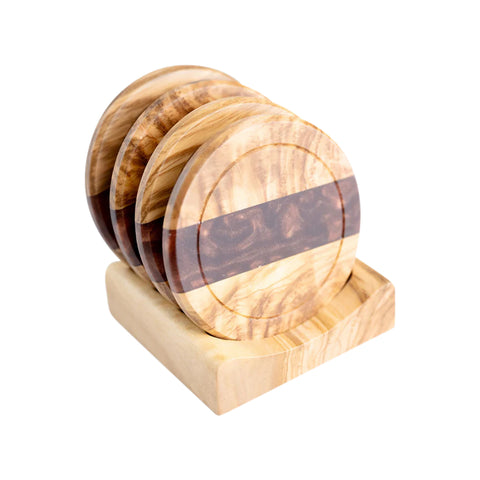Set Suport Pahare, 4 Piese, Lemn De Maslin