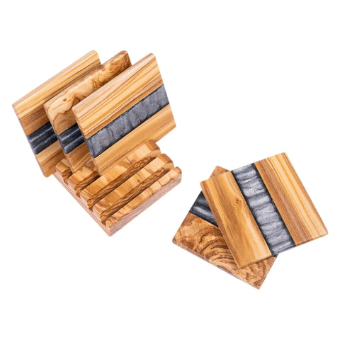 Set Suporturi/Coastere Pahare 6 Piese, Lemn De Maslin