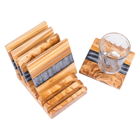 Set Suporturi/Coastere Pahare 6 Piese, Lemn De Maslin
