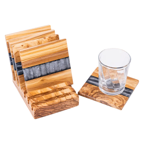 Set Suporturi/Coastere Pahare 6 Piese, Lemn De Maslin