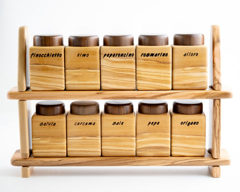 10 piece spice container set with stand-ReinWood