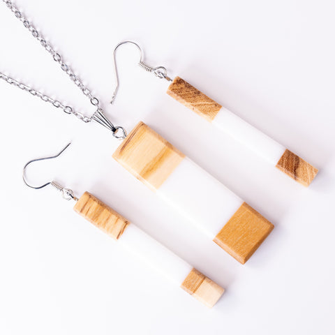 Chiara rectangle necklace/earring set-ReinWood