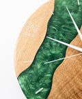 Costa Wall Clock, Oak - Pearl Green Resin-ReinWood