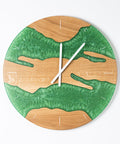 Costa Wall Clock, Oak - Pearl Green Resin-ReinWood