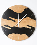 Costa Wall Clock, Oak - Transparent Black Resin-ReinWood