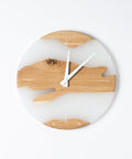 Costa Wall Clock, Oak - Transparent White Resin-ReinWood