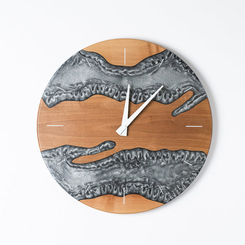 Costa Wall Clock, Walnut - Pearl Gray Resin-ReinWood