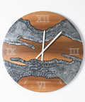 Costa Wall Clock, Walnut - Pearl Gray Resin-ReinWood