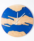 Costa Wall Clock, Wood Ash, Transparent Blue Resin-ReinWood