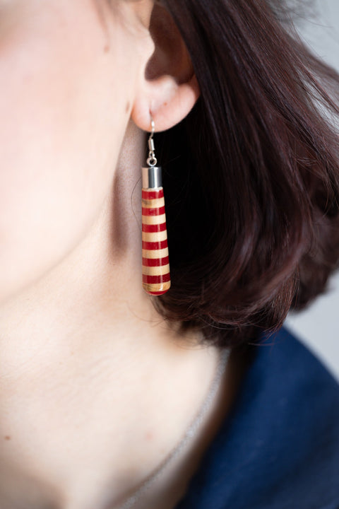 Gemma line cylinder earrings-ReinWood