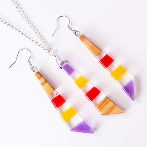 Iris irregular triangle necklace/earring set-ReinWood