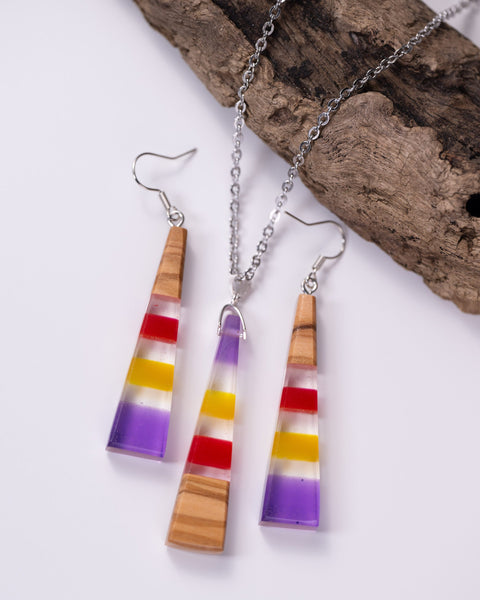 Iris triangle necklace/earring set-ReinWood