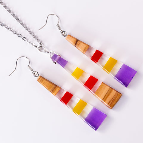 Iris triangle necklace/earring set-ReinWood