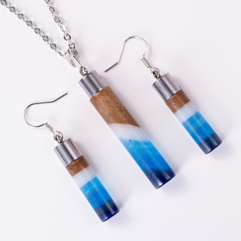 Mare cylinder necklace/earring set-ReinWood