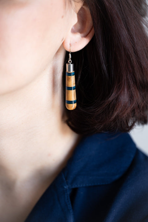 Marta line cylinder earrings-ReinWood