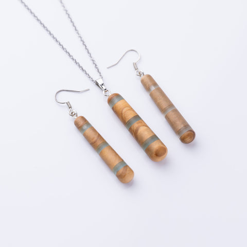 Marta line necklace/earring set-ReinWood