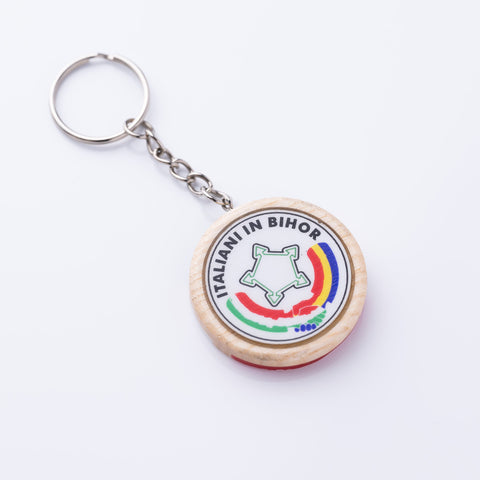 Round key ring with customizable logo-ReinWood