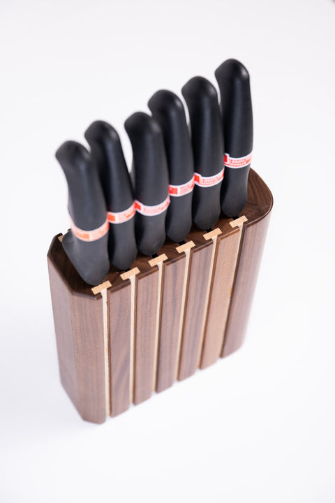 Zebra knife holder with 6 knives-ReinWood